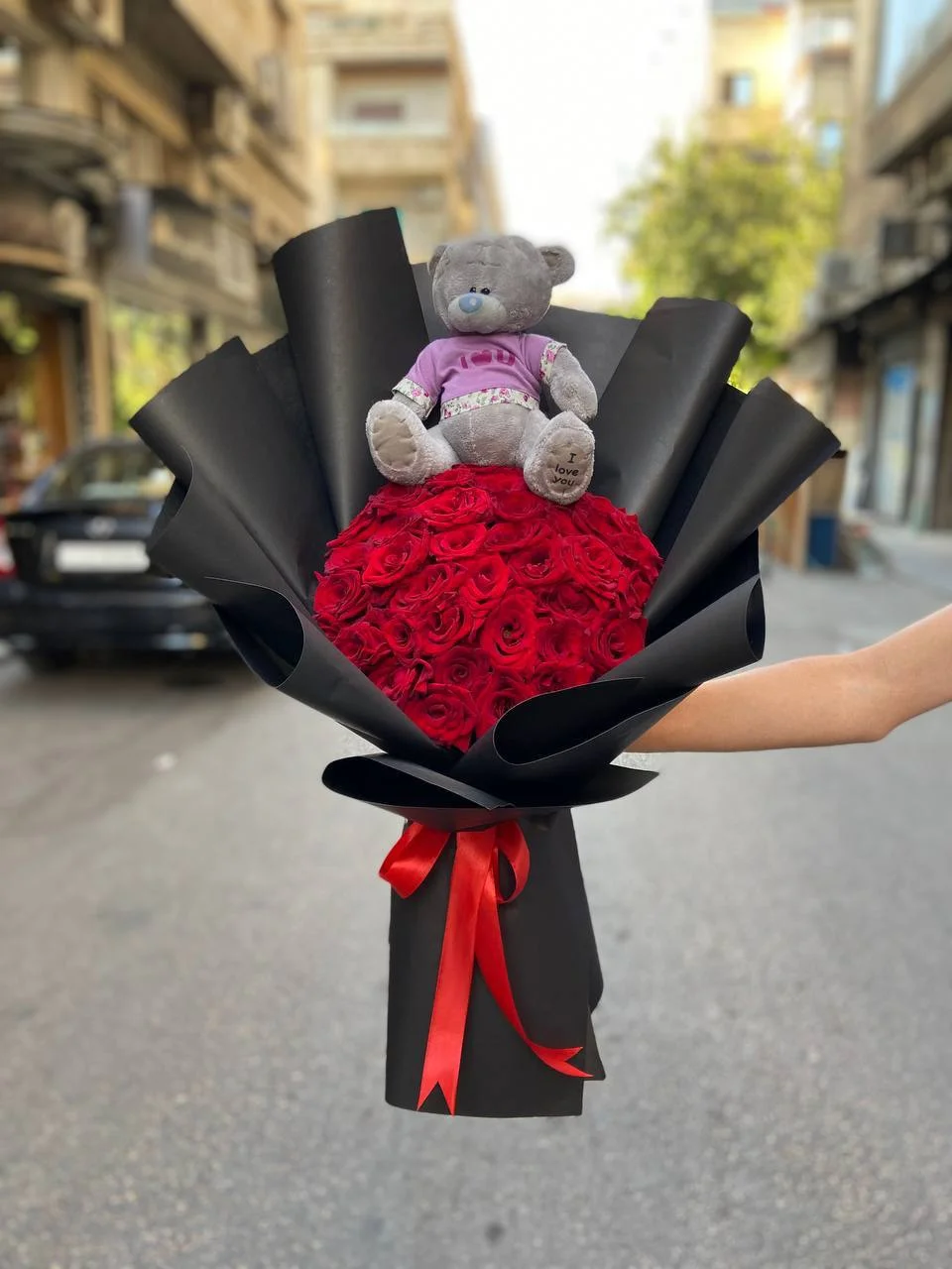 باقة ورد جوري مع دبدوب